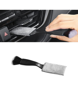 Ajxn 1 Pack Double Head Brush for Car Clean, Soft Multi-Functional Car Interior Detailing Brush, Double Ended Portable Dust Brush, Applicable for House, Car Air Vents Crevice, Office (Black)