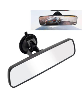 Ajxn Pack-1 Rear View Mirror, Universal Car Interior Rearview Mirror, Anti Glare Rear View Mirror with Suction Cup, Auto Inside Rearview Mirror Provides Wide Angle and Clear View (White)