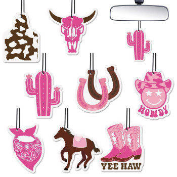 Western Cowgirl Car Air Fresheners Cute Car Accessories Interior Scented Hanging Gift for Women Girls Pink Rearview Mirror Pendant Preppy Trendy Decorative Ornaments Automative Accessories