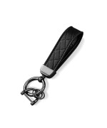 yonwait 1 Pack Leather Car Keychain, Microfiber Wide Embossed Keychain, Car Universal Anti-loss Keyrings (Gunmetal Black)