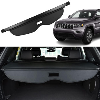 Liizoo Retractable Black Cargo Rear Trunk Cover Fit for Jeep Grand Cherokee 2011-2019 2020 2021 Rear Trunk Security Cover Shielding Shade Car Accessory(not fit for 2021 winter-2022 Grand Cherokee L