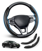 Shademax Honda Accord Steering Wheel Cover 2018-2022 Men Women Non-Slip Car Steer Wheel Cover for Honda Accord Carbon Fiber Accessories Steering Protector 2PCS (Black)
