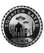 Squatch Aliens Badge Rated Car Emblem, 4 x 4 Metal Automotive Bigfoot Badge 3D Metal Car Badges Emblems Round Emblem Decals Car Badge Decals Stickers Compatible with Jeep Wrangler Vehicles Trucks SUV