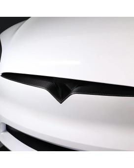 Front Upper Lip Wrap for Tesla Model X (Plaid & Long Range, Refresh) Black Carbon Fiber