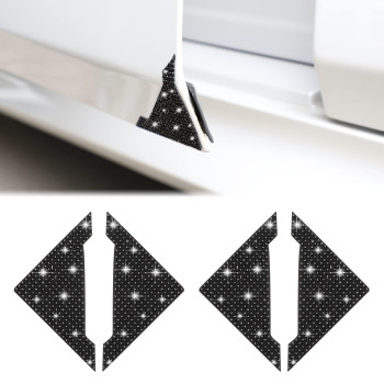 TOMALL Car Door Corner Edge Guards 4pcs Bling Rhinestone Anti-Scratch Car Door Edge Protector Sticker Door Corner Bumper Sticker(Black)