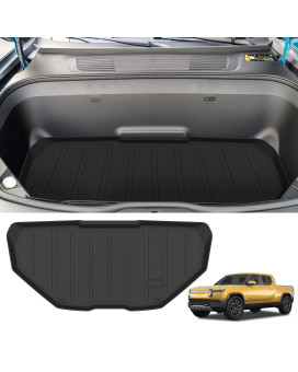 Naibeve for Rivian R1T Front Trunk Liner Cargo Mats Liners 2022 2023,for Rivian R1T Accessories,All Weather Trunk Mat,Waterproof Front Cargo Mat Custom Fit for Rivian R1T, Heavy Duty Floor Mats