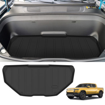 Naibeve for Rivian R1T Front Trunk Liner Cargo Mats Liners 2022 2023,for Rivian R1T Accessories,All Weather Trunk Mat,Waterproof Front Cargo Mat Custom Fit for Rivian R1T, Heavy Duty Floor Mats