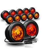 TRUE MODS 12pc 3/4 Round Amber + Red Trailer LED Marker Light [DOT FMVSS 108] [SAE P2PC] [Semi-Spherical Output] [IP67 Waterproof] [Bullet Style] Round Marker Lights for Trailer Truck