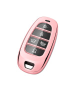 Tengare Car Key Fob Cover Compatible with Hyundai Keychain Holder Protector Case Automotive Accessories Pink