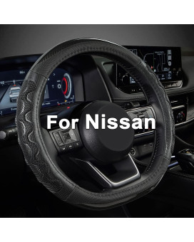 GIANT PANDA Steering Wheel Cover for Nissan Altima Rogue - Car Steering Wheel Cover for Nissan D Shape - Black