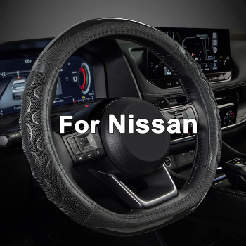 GIANT PANDA Steering Wheel Cover for Nissan Altima Rogue - Car Steering Wheel Cover for Nissan D Shape - Black