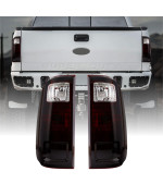 USR DEPO 08-16 Super Duty Dark Cherry Red Smoke Rear Tail Lights (Left + Right) Compatible with 2008-2016 Ford Super Duty F250 F350 F450 (Dark Cherry Red Lens, Plug and Play, 2 PC Set)