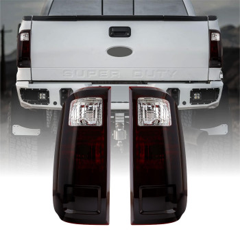 USR DEPO 08-16 Super Duty Dark Cherry Red Smoke Rear Tail Lights (Left + Right) Compatible with 2008-2016 Ford Super Duty F250 F350 F450 (Dark Cherry Red Lens, Plug and Play, 2 PC Set)