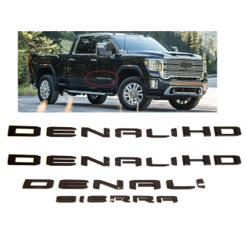 4pack Set 2019-2023 Emblems Denali DENALIHD Plus one Sierra Letters Badges 3D NAMEPLATE Stickers Compatible with Sierra 1500 2500HD 3500HD Denali HD 23400374 (All Black)