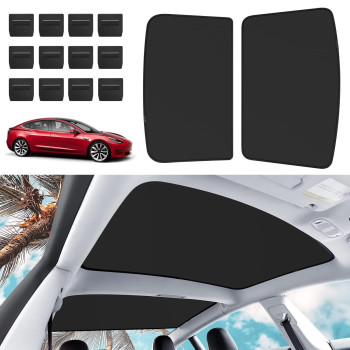 KUNIST Roof Sunshades for Tesla Model 3, Upgraded Sunroof Shade Sunshade Roof Sun Shade for Tesla Model 3 Accessories 2017-2020 (Ice Black)