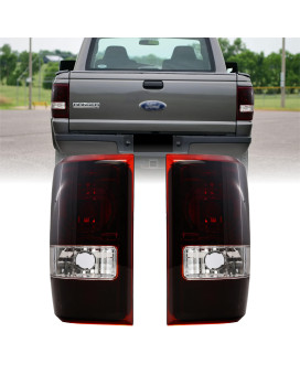 USR DEPO 01-11 Ranger Dark Cherry Red Clear Rear Tail Lights (Left + Right) Compatible with 2001-2011 Ford Ranger (Dark Cherry Red Lens, Plug and Play, 2 PC Set)