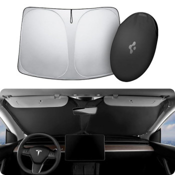 Spigen Triple-Coated CryoShade Front Windshield Sunshade (Reinforced Velcro Strap) Designed for All Tesla Model 3 and Y 2023/2022