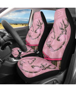 SCRAWLGOD Pink Camo Hunting Print Car Seat Cover Front Seat Only 2pcs Pack for Women Girls,Universal Non-Slip Vehicle Cushion Cover Protectors