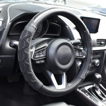 Elantrip 14 1/2-15 Steering Wheel Cover, Universal, Black 3D Honeycomb Comfortable Grip Design