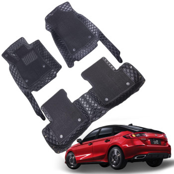 7DEEKEI for 2022-2024 Honda Civic Hatchback & Type R Trunk Mat + Rear Backrest Mat Cargo Tray Liners All Weather Waterproof Accessories