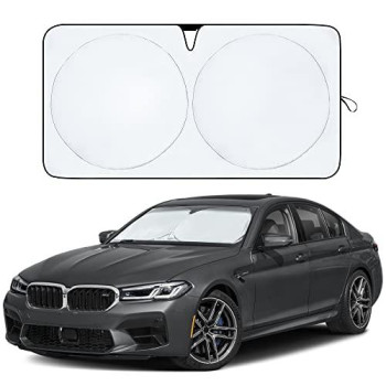 EcoNour Car Windshield Sun Shade with V-Cut Durable 240T Material Car Sun Visor for UV Rays and Sun Heat Protection Car Interior Accessories for Sun Heat Small (59 inches x 29 inches)