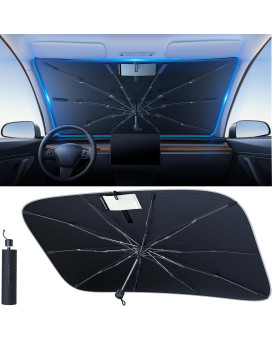 [2023 Newest] andobil Car Windshield Sun Shade Umbrella -Super Heat Insulation Protection- Foldable Sunshade for Car Windshield -Car Accessories Interior -Easy to Use-Out Keeps Car Cool -Medium
