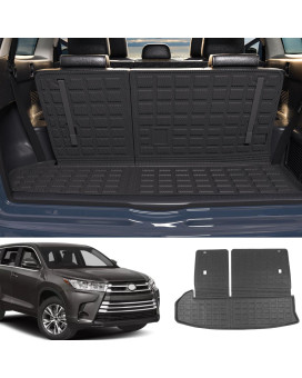 Xipoo Cargo Liner Compatible with 2014-2019 Toyota Highlander Trunk Mat with Backrest Mat Replacement for 2014-2019 Highlander Accessories (Fit 2014-2019 Toyota Highlander,Cargo Mat with Backrest Mat)