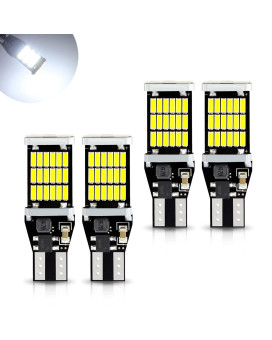 jeseny 4 PCS Car LED Brake Lights, T15 LED Car Bulbs 4014 45SMD Chipsets, Error Free LED Bulb Backup Light Bulbs, for Car Truck Backup Reverse Lights (White)