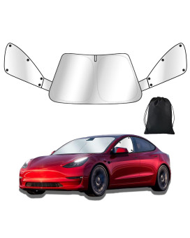 Car Shade Front and Side Windshield for Tesla Model Y 240T Sunshade Maximum Coverage to Block UV Protect Vehicle Interior Accessories Prevent Prying, and Protect Privacy