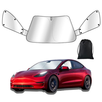 Car Shade Front and Side Windshield for Tesla Model Y 240T Sunshade Maximum Coverage to Block UV Protect Vehicle Interior Accessories Prevent Prying, and Protect Privacy