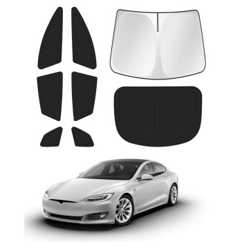 Canvcle Sunshades for 2021-2023 Tesla Model S Plaid (NOT for Model S) Accessories Windshield Sunshade Side Rear Windows Sun Visor Privacy Protection Keep Vehicle Cool Black 8PCS