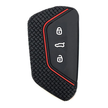 Berfea Key Fob Cover Silicone Key Case Protective Sleeve Remote Accessories Compatible with VW Volkswagen MK8 Golf 8 GTI Skoda Octavia 3 Button Car Key