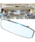 TRNOI 12 Large Rear View Mirror,Universal Interior Clip On Convex Rear View Mirror,Anti Glare,Clear Tint,Reduce Blind Spot Effectively Rear Mirror for Car SUV Trucks(12L X 3.5H)