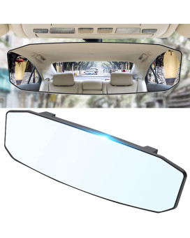 TRNOI 12 Large Rear View Mirror,Universal Interior Clip On Convex Rear View Mirror,Anti Glare,Clear Tint,Reduce Blind Spot Effectively Rear Mirror for Car SUV Trucks(12L X 3.5H)