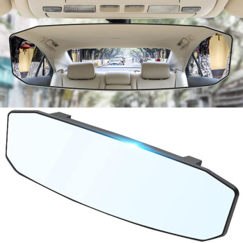 TRNOI 12 Large Rear View Mirror,Universal Interior Clip On Convex Rear View Mirror,Anti Glare,Clear Tint,Reduce Blind Spot Effectively Rear Mirror for Car SUV Trucks(12L X 3.5H)