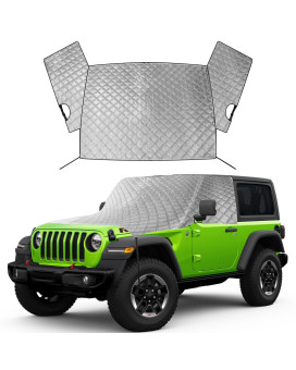 Windshield & Front Side Window Sun Shade Replace for Jeep Wrangler/Jeep Gladiator, 420D Oxford Cloth Windshield Sun Shade Cover for Sun Rain Snow Dust Protector