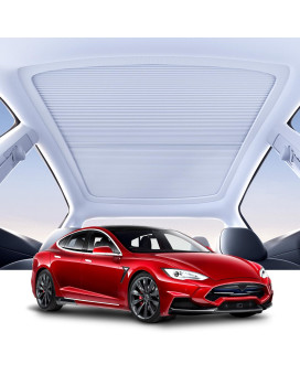 Goeslik Retractable Sunroof Sunshade for Tesla Model Y, [2023 Newest], Block up to 99% of UV Rays, Heat Reduction, Full Coverage Sunshade to Protect Car's Interior, Tesla Model Y Accessories