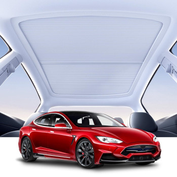 Goeslik Retractable Sunroof Sunshade for Tesla Model Y, [2023 Newest], Block up to 99% of UV Rays, Heat Reduction, Full Coverage Sunshade to Protect Car's Interior, Tesla Model Y Accessories