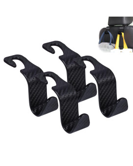 Amooca Car Seat Headrest Hook 4 Pack Hanger Universal Vehicle Car Storage Organizer for Handbag Purse Coat S Type Checkered Black