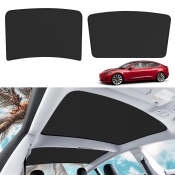 KUNIST Roof Sunshades for Tesla Model 3 2023, Upgraded Sunroof Shade Sunshade Roof Sun Shade for Tesla Model 3 Accessories 2021-2023 (Ice Black)