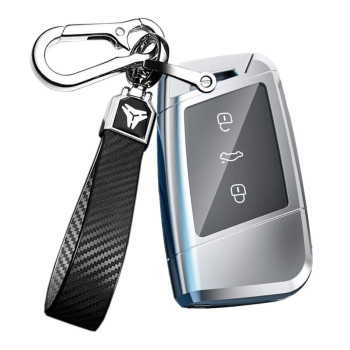 ontto Key Fob Shell Fit for Volkswagen Arteon Atlas Golf Alltrack Jetta Passat Keyless Entry Remote Key Fob Car Key Protector Metal TPU Key Shell Fit for Skoda Kodiaq Superb A7 Silver