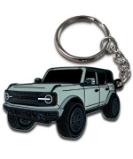 FOUR WHEEL BEAST Bronco Keychain Accessories 2023 4 door key chain Fob Cover Cool Car Mods (Silver/Cactus Gray)