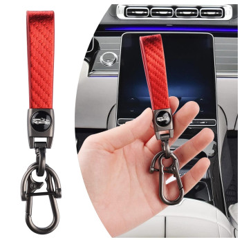 OFBAND Carbon Fiber Keychain,Heavy Duty Metal Car Keys Keychain with 360Rotatable Lock & Anti-Lost D Ring,Keychains for Women&Man (Red)