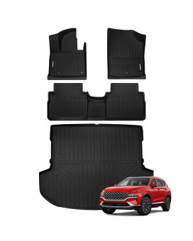 Naibeve Floor Mats for 2021-2023 Hyundai Santa Fe(Only Hybrid) - All Weather Custom Fit for Hyundai Santa Fe Floor Mats Cargo Liner Cargo Tray Trunk Waterproof Interior Accessories