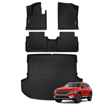 Naibeve Floor Mats for 2021-2023 Hyundai Santa Fe(Only Hybrid) - All Weather Custom Fit for Hyundai Santa Fe Floor Mats Cargo Liner Cargo Tray Trunk Waterproof Interior Accessories