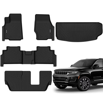 Naibeve Floor Mats for 2022 2023 2024 Jeep Grand Cherokee 5 Seats- All Weather Custom Fit for Jeep Grand Cherokee Floor Mats Liners Cargo Liner Mat(NOT Grand Cherokee WK)(NOT Grand Cherokee L)