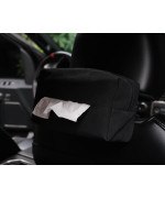 JEYODA Car Tissue Holder for 120 Standard Tissue Vehicle Seat Extra Large Suede Tissue Box Cover Napkin Box (Black)