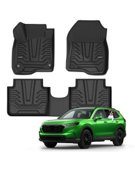 AUXITO All Weather Floor Mats for 2023 2024 Honda CRV(Including Hybrid) All Season Floor Mats for CR-V Accessory, Odorless, Durable TPE Floor Liner for 2023 2024 CR-V Hybrid Front & Rear Rows, 3PCS