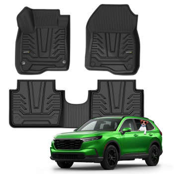 AUXITO All Weather Floor Mats for 2023 2024 Honda CRV(Including Hybrid) All Season Floor Mats for CR-V Accessory, Odorless, Durable TPE Floor Liner for 2023 2024 CR-V Hybrid Front & Rear Rows, 3PCS