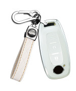 ontto 3-button Key Cover Fit for Nissan 2023 Accessories Key Fob Case Soft TPU Key Shell for Pathfinder Kicks X-Trail Rogue White